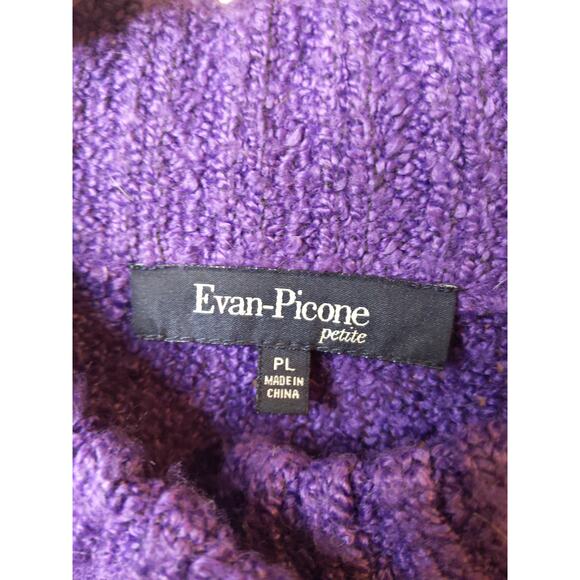 Evan-Picone Petite Purple Fuzzy Cardigan Sweater Button Front Textured PL - Picture 3 of 7